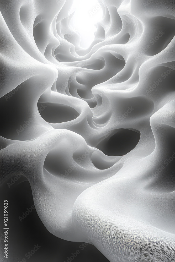 Aufkleber a flowing, curved line that winds through a series of abstract, geometric shapes, creating a dynamic