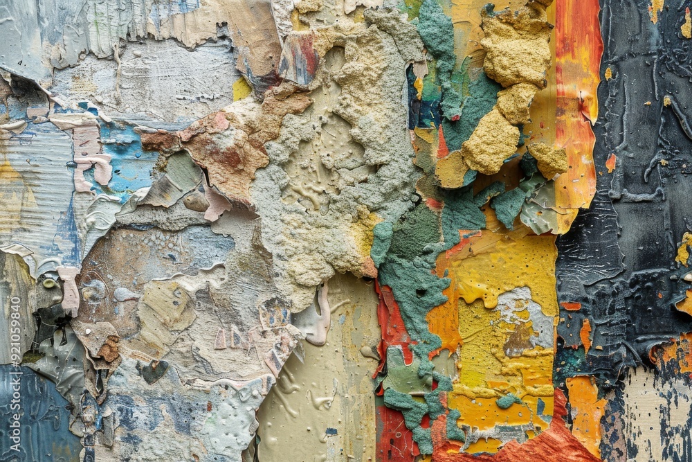 Poster detailed close-up of a wall featuring a multitude of colors, creating a visually striking and dynami