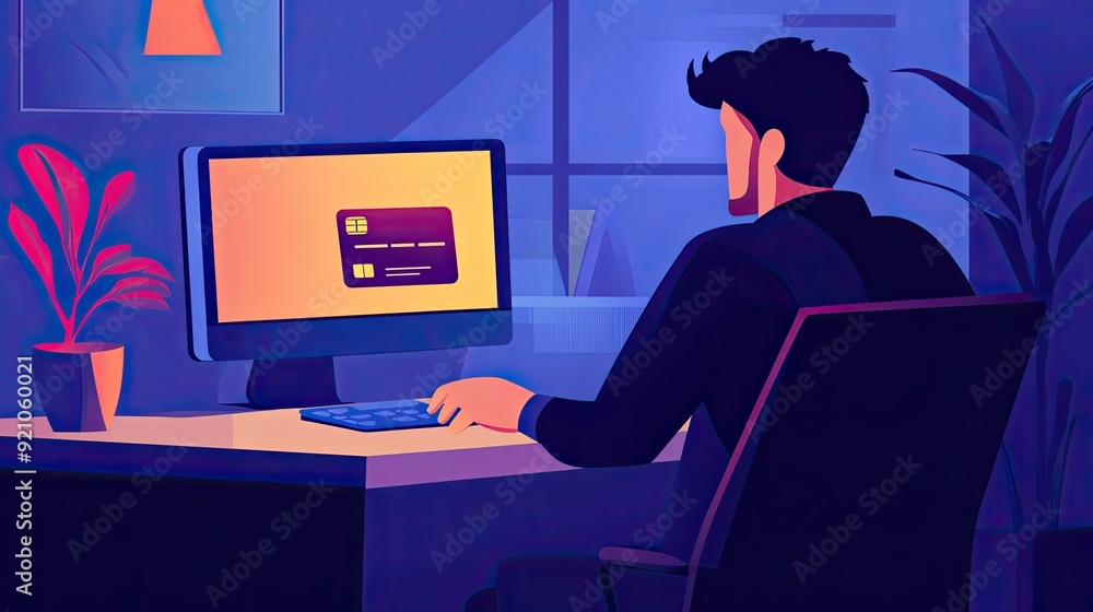 Poster card data theft. friendly fraud scam. phishing. hackers with credit cards on laptops use these data 