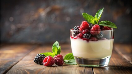 A Burst of Berry Bliss: Raspberry Dessert with Blackberry Crown  AI Generated