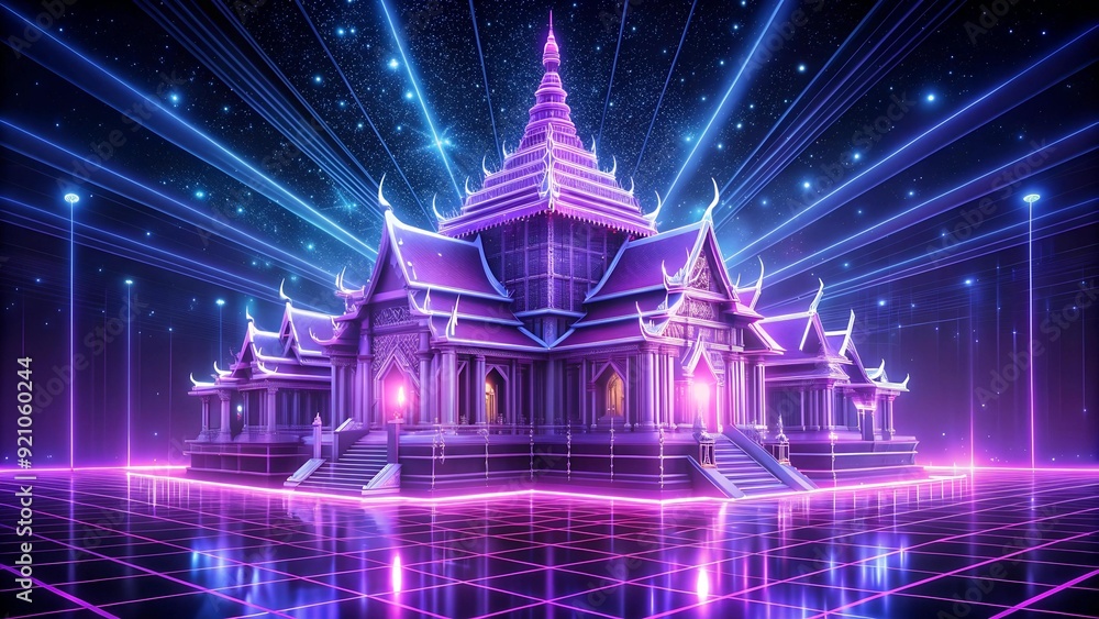 Poster a vibrant fusion of ancient architecture and modern technology generative ai
