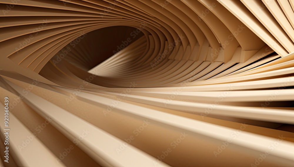 Poster a smooth, flowing wave-like structure with layered textures in warm tones.