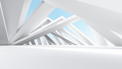 Architecture background geometric arched interior 3d render