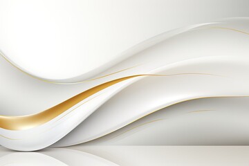 Obraz premium Abstract background with white waves and golden lines.
