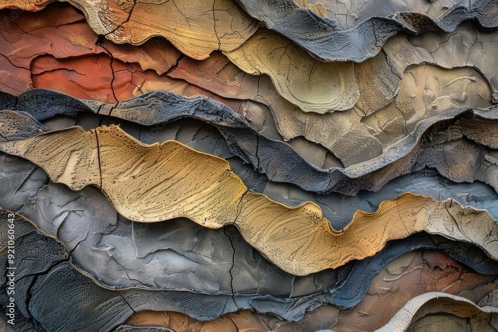 Poster a close-up view of a textured wall showcasing a vibrant array of various colors blending harmoniousl