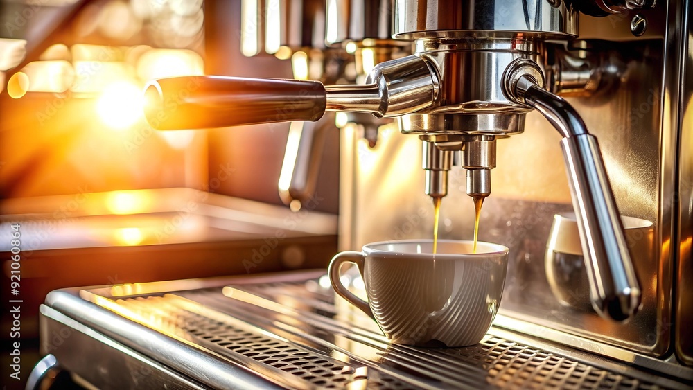 Aufkleber espresso machine gleaming under warm lights generative ai