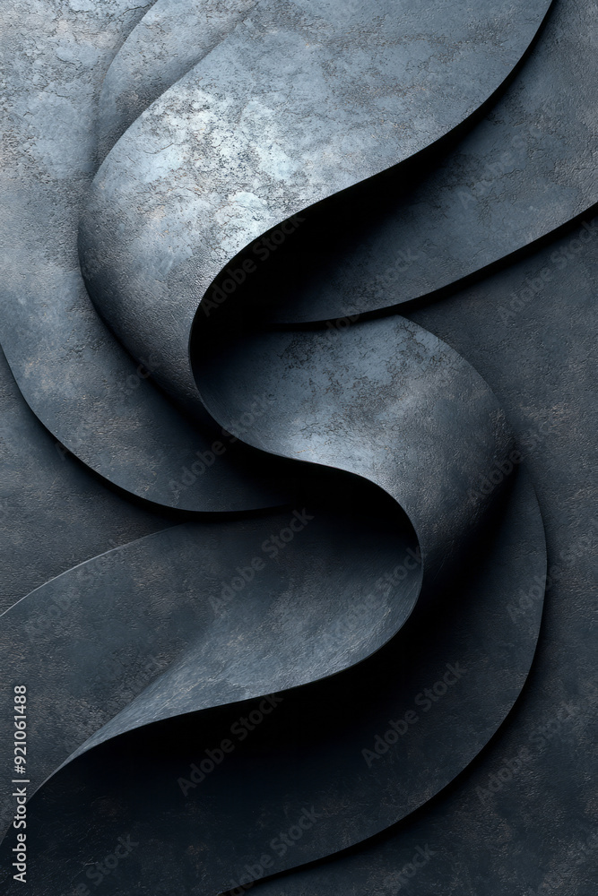 Poster a monochrome grey gradient background with a bold black geometric shape in the center, creating star
