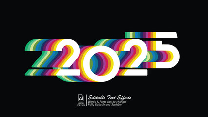 2025 retro style editabel text effects. vector eps files.