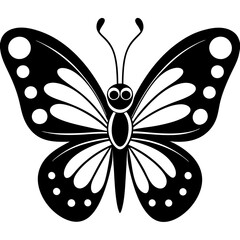 Butterfly groovy cartoon vector art silhouette