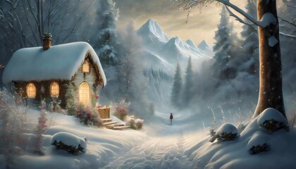 landscape with snow covered trees