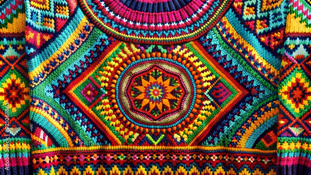 Poster a symphony of colors: a colorful sweater explodes in a burst of hues generative ai