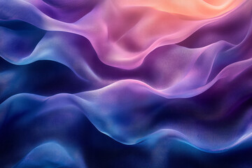 Obraz premium Flowing fabric in gradient blue to purple tones, twisting and turning in an elegant, dance-like motion,