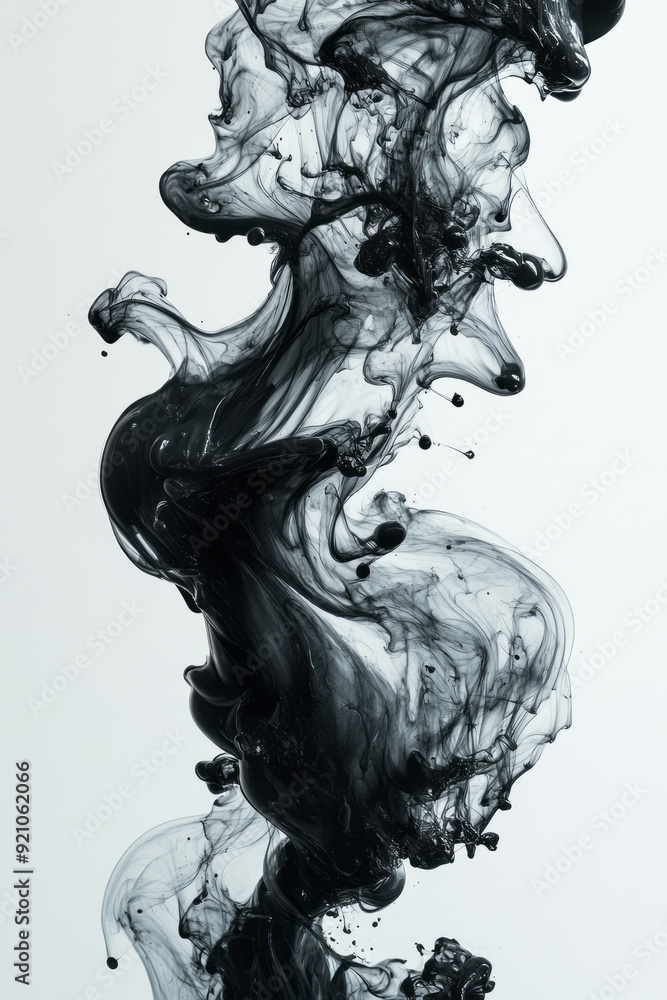 Aufkleber a crisp white background with a black ink splash, creating an elegant and dynamic visual contrast,