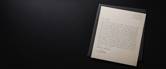 Fototapeta premium A vintage letter on dark background, evoking nostalgia and personal communication for invitations, formal messages, or heartfelt notes.