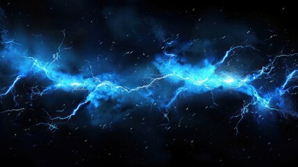 Dark background with lightning and thunder. Lightning forms the background in a realistic manner. A powerful charge causes many sparks
