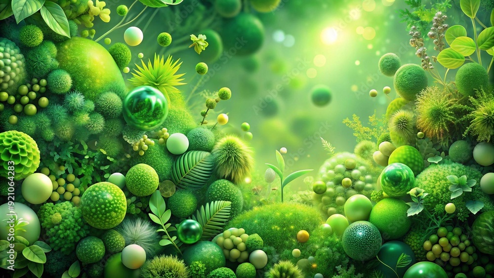 Aufkleber an abstract interpretation of childlike wonder with a vibrant green palette generative ai