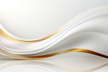 Abstract gold and white flowing wave background.