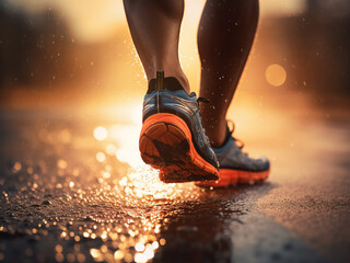 Closeup of runner�s legs in running shoes