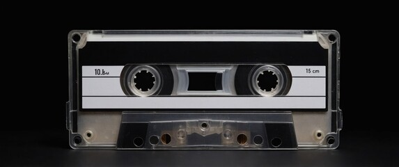 Obraz premium A close-up of a classic cassette tape, embodying nostalgia and vintage audio culture, perfect for retro-themed projects.