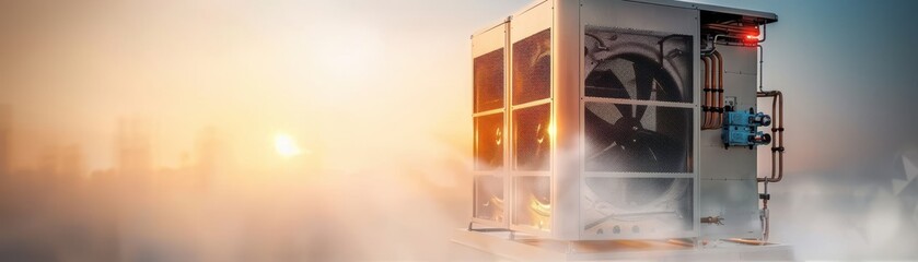 Air Conditioner Unit in a Misty Sunrise