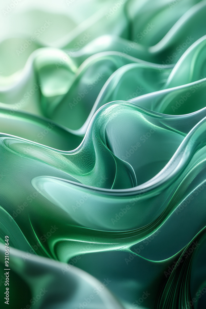 Fototapete subtle motion in an abstract fluid gradient of green and blue, creating a calming and organic visual