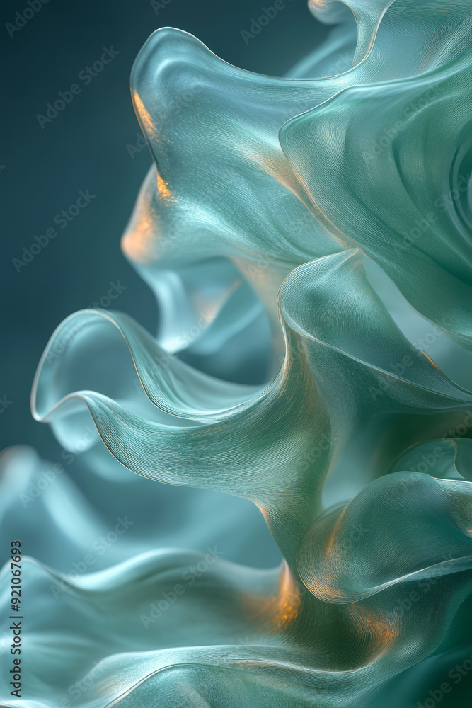 Aufkleber a fluid gradient of green and blue tones, with soft, flowing shapes gently moving and merging in the
