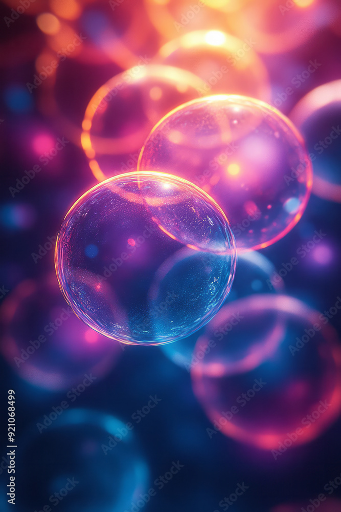 Leinwandbilder overlapping neon circles in cyan and magenta, with a soft glow that blends the colors together in an