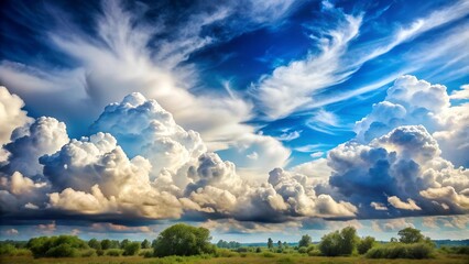 Fluffy White Clouds as a Sky Ceiling in a Dreamy Landscape  Generative AI