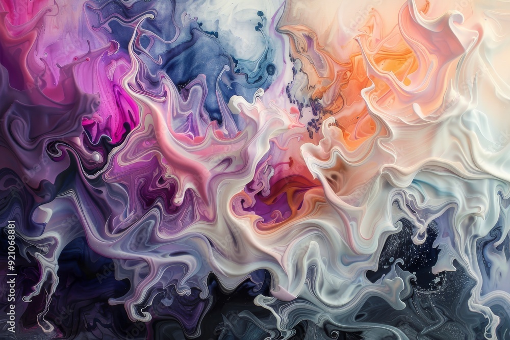 Poster a vibrant painting featuring a spiral pattern adorned with colorful swirls, creating a dynamic visua