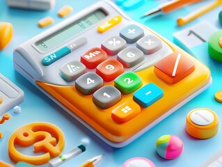 Colorful Calculator with Buttons.