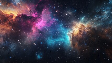 Obraz premium Cosmic Nebulae and Stars in a Deep Space Landscape