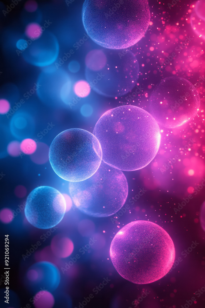 Aufkleber abstract neon circles in cyan and magenta, arranged in a grid pattern that shifts and pulses with li