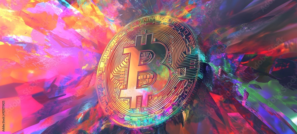 Sticker 37. a vibrant and colorful digital representation of bitcoin as a valuable asset in a virtual space