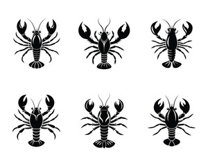 Lobster silhouette design bundle set with white background
