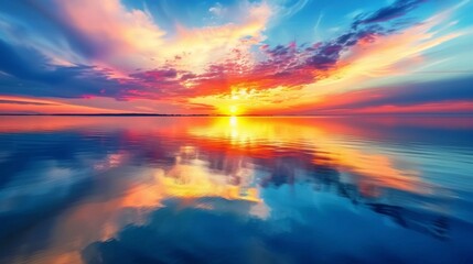 Fototapeta premium A stunning sunset casting vibrant colors over a tranquil body of water