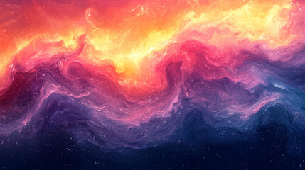 Colorful Cosmic Landscape of Abstract Mountain Peaks