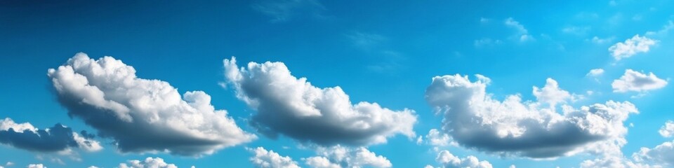 Obraz premium White fluffy clouds on blue sky. Abstract cloudscape background