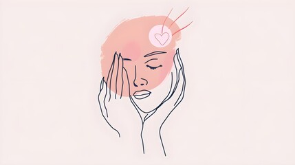 Fototapeta premium Abstract linear feminine logo design. Boho minimalhands hearts symbols for fashion beauty products. Vector illustration