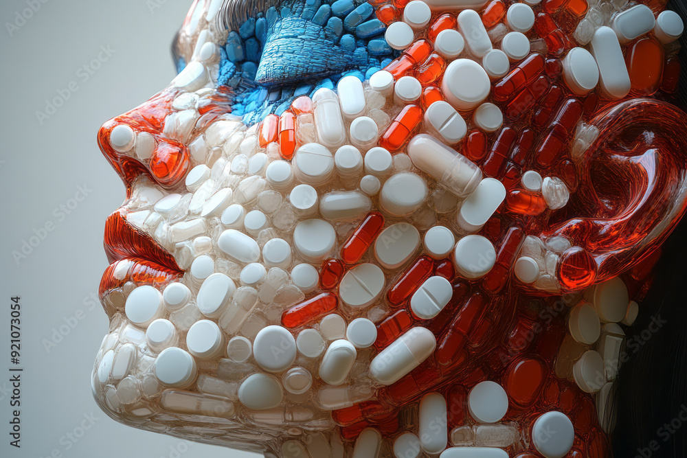 Aufkleber a 3d-rendered profile where pills form a smooth, continuous surface, with the pills blending seamles