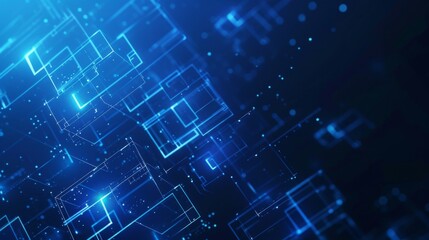 Obraz premium Sleek blue digital background with tech elements, ideal for technology brand visuals