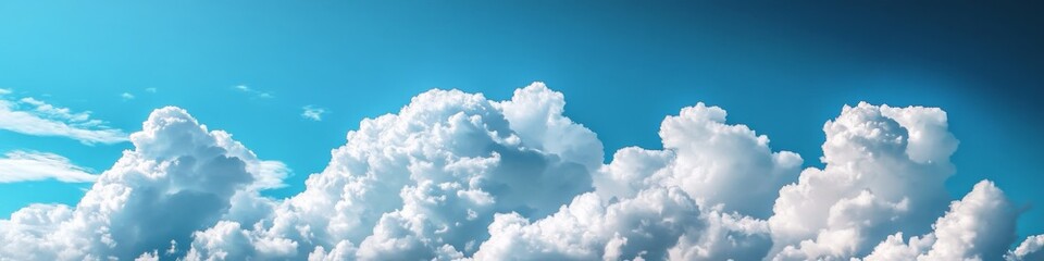 Naklejka premium White fluffy clouds on blue sky. Abstract cloudscape background