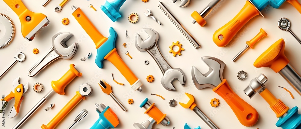 Poster tools and gears pattern.