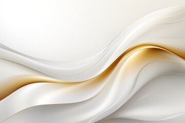 Obraz premium Abstract white and gold background with elegant wave design.