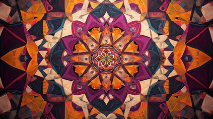 Abstract Geometric Mandala with Vibrant Colors