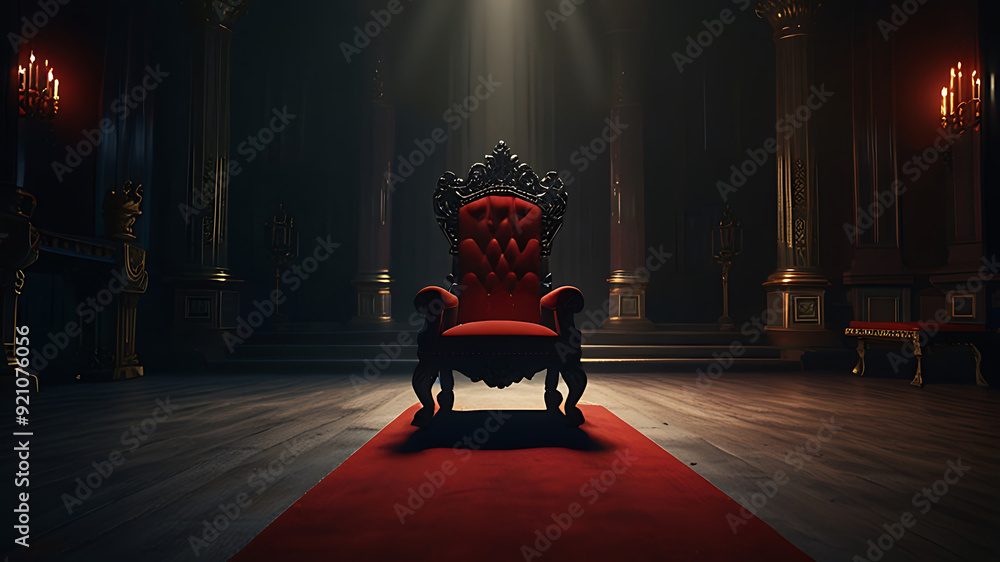 Wall mural majestic king throne chair on the luxurious room, throne chair, ai generative