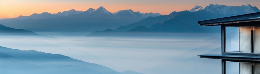 Mountain View From a Modern House