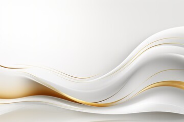 Obraz premium Abstract white and gold background with flowing curves.