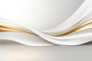Obraz premium Abstract white and gold background with flowing curves.