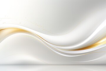 Obraz premium Abstract white and gold background with flowing lines.