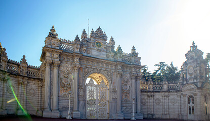 view of main gates of historical dolmabahce palace istanbul